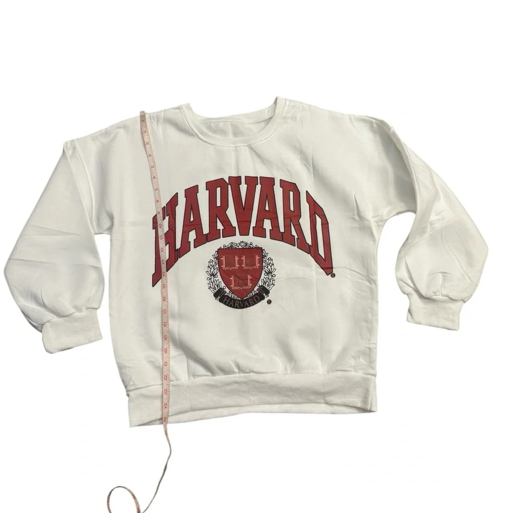 NWOT Harvard University Crewneck Sweatshirt White Graphic Logo Size Large - Picture 3 of 5